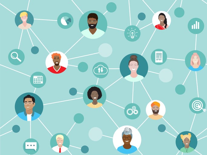 People connected to each other as a team