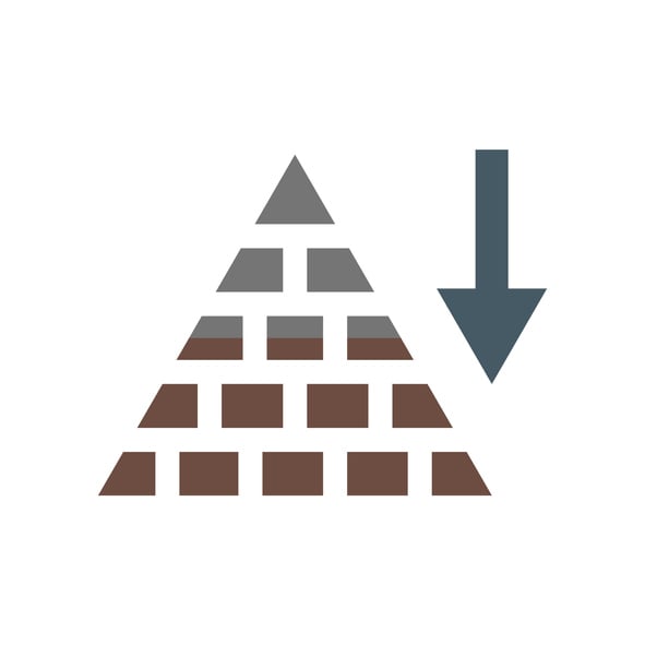 Pyramd with an image pointing from top to bottom