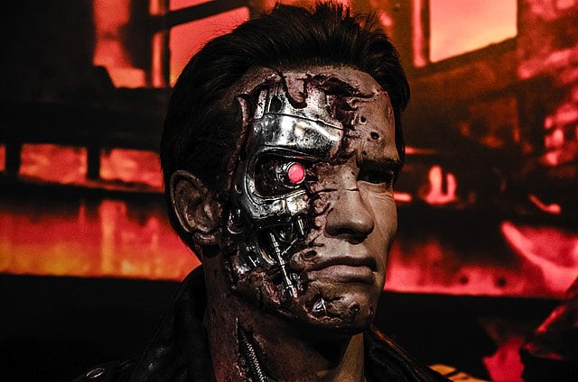 Photo of a wax figure Terminator from the Terminator series.