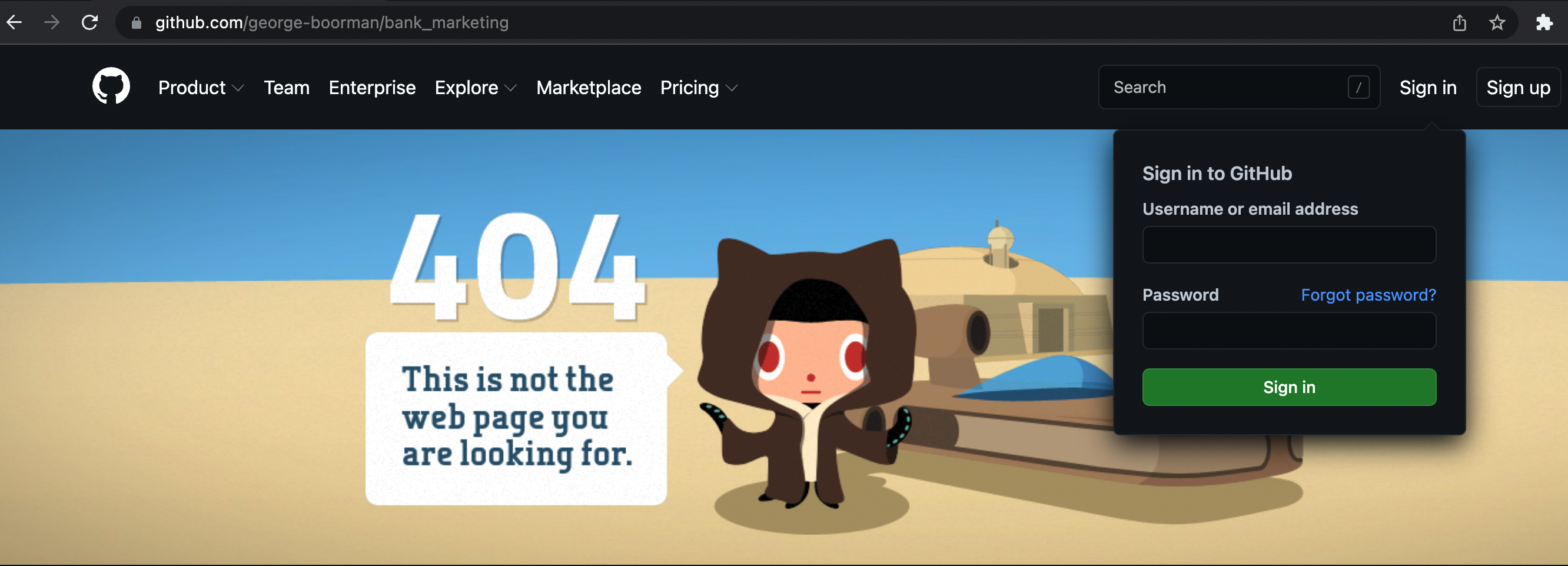 404 error - web page not found