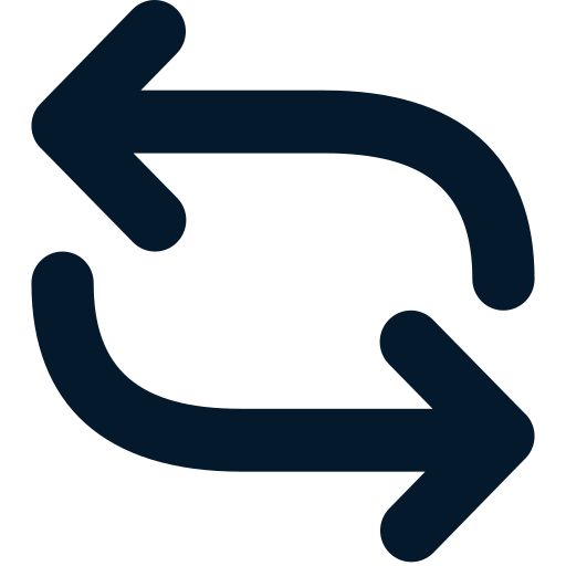 Illustration of two arrows moving in a cycle to imply the push pull worklfow