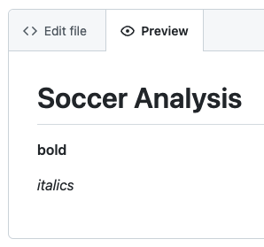 View of a markdown file preview page with bold and italic text