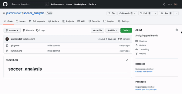 Animated view of soccer analysis repo editing the About section