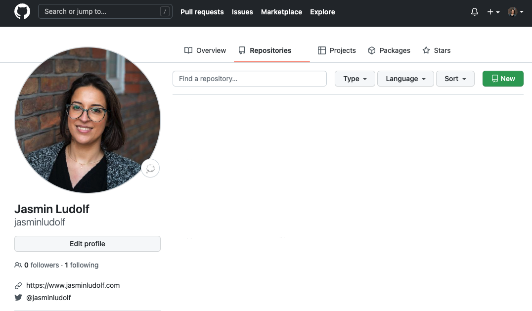 GitHub profile view of the repositories tab.