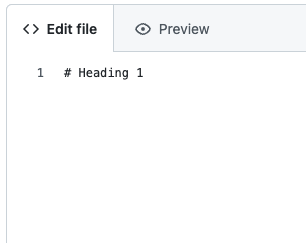View of a markdown file edit page with syntax for the largest heading