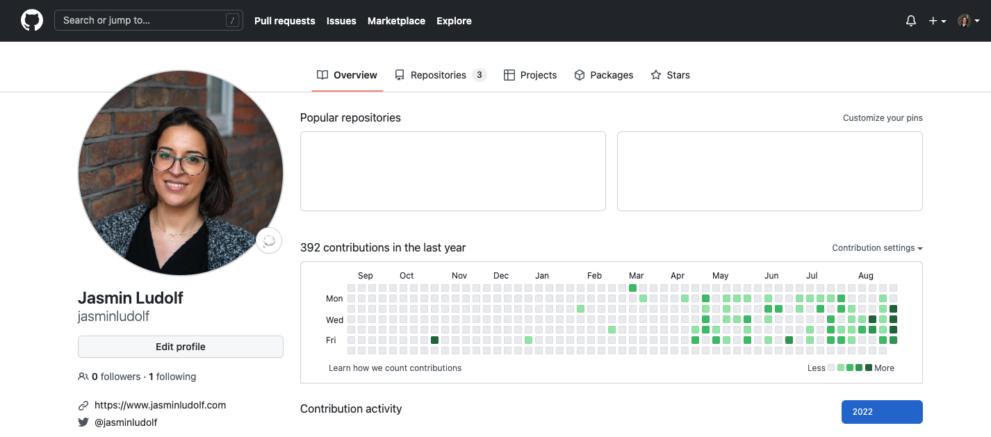 Screenshot of a GitHub profile