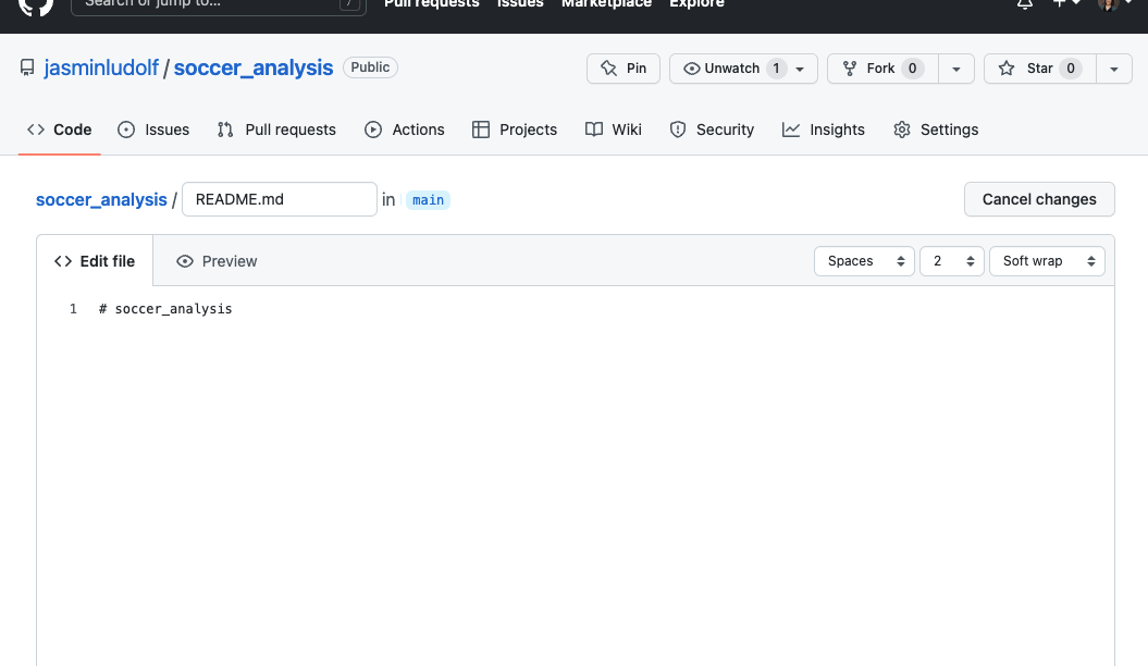 View of the README file