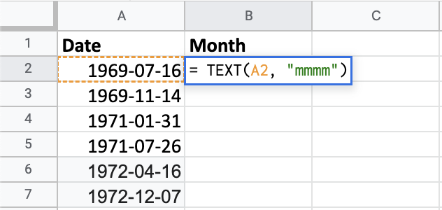 Extracting the long month name from the moon landings dates.