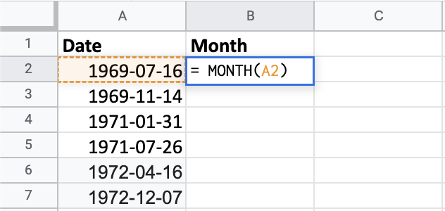 Extracting the month from the moon landings dates.
