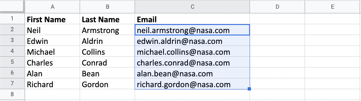 Astronaut email addresses.