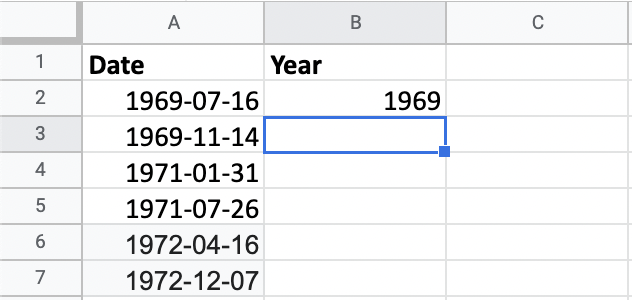 Extracting the year from the moon landings dates.