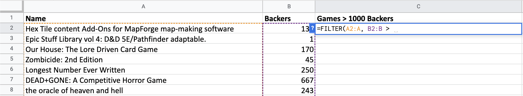 The greater than operator is used to define the criteria.