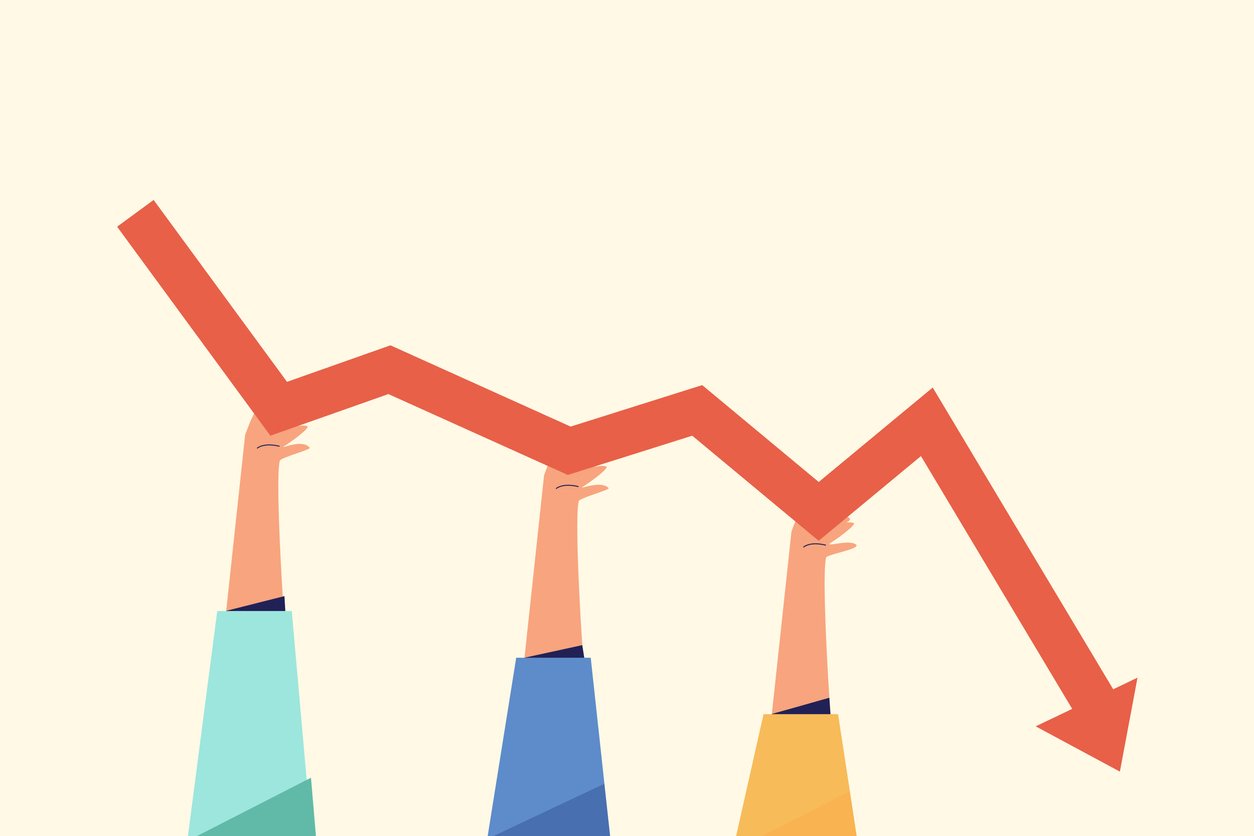 People trying to keep downward financial arrow