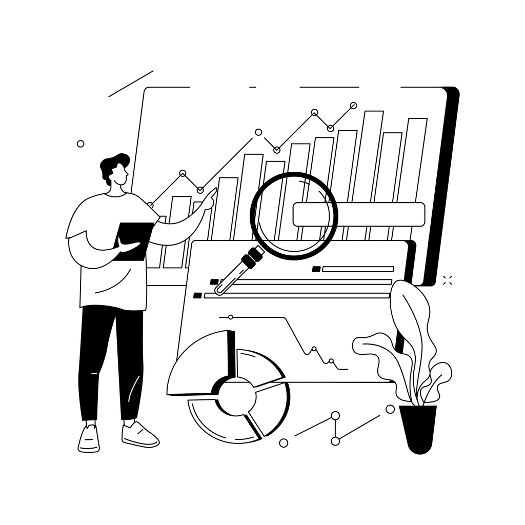 Data driven business model abstract concept vector illustration