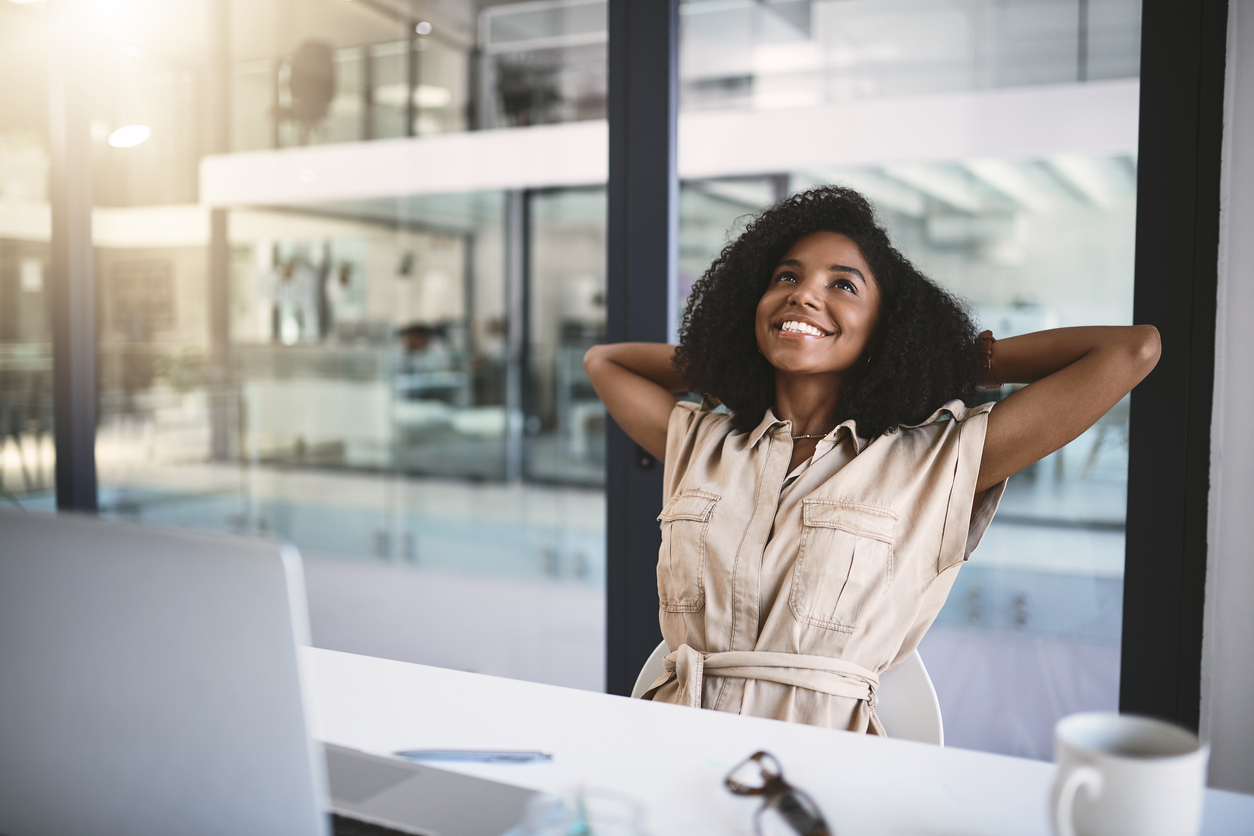 Happy young businesswoman