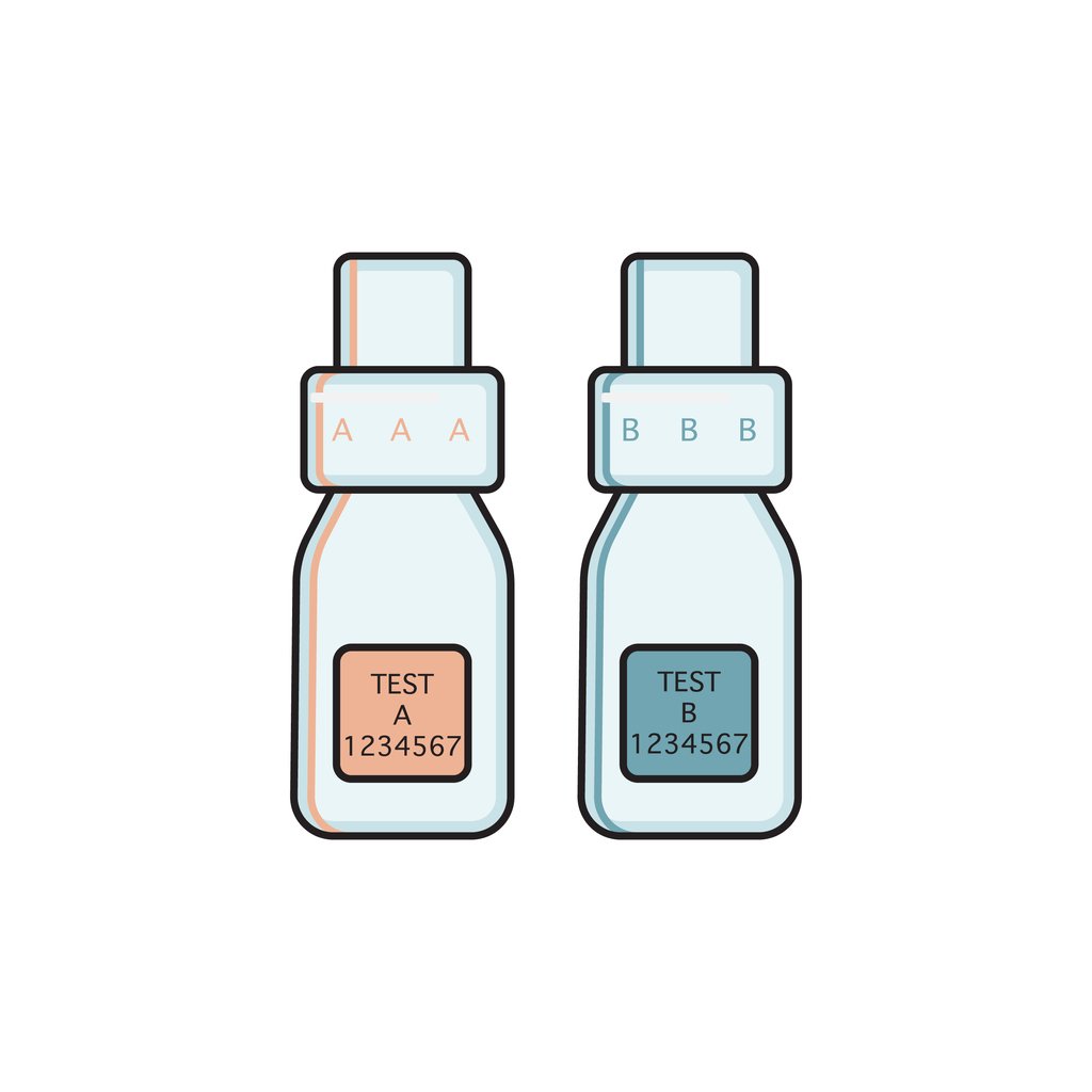 Couple of A and B labelled bottles