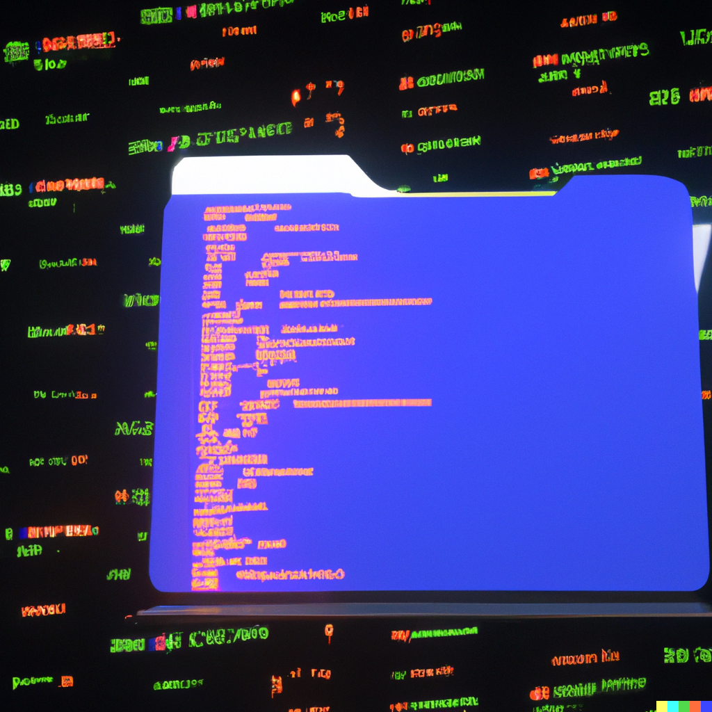 Image: An image of a folder with documents and a code file on a computer