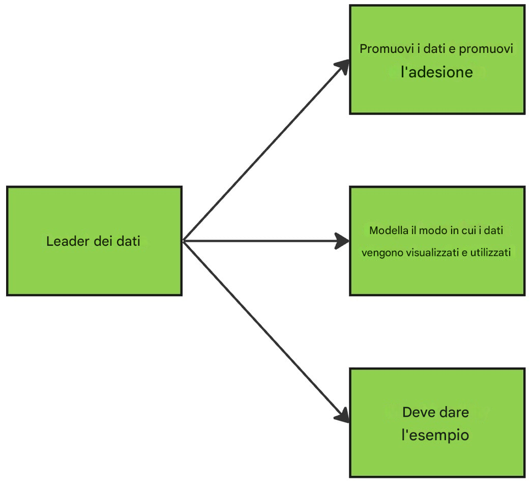 Diagramma che illustra i compiti dei data leader.