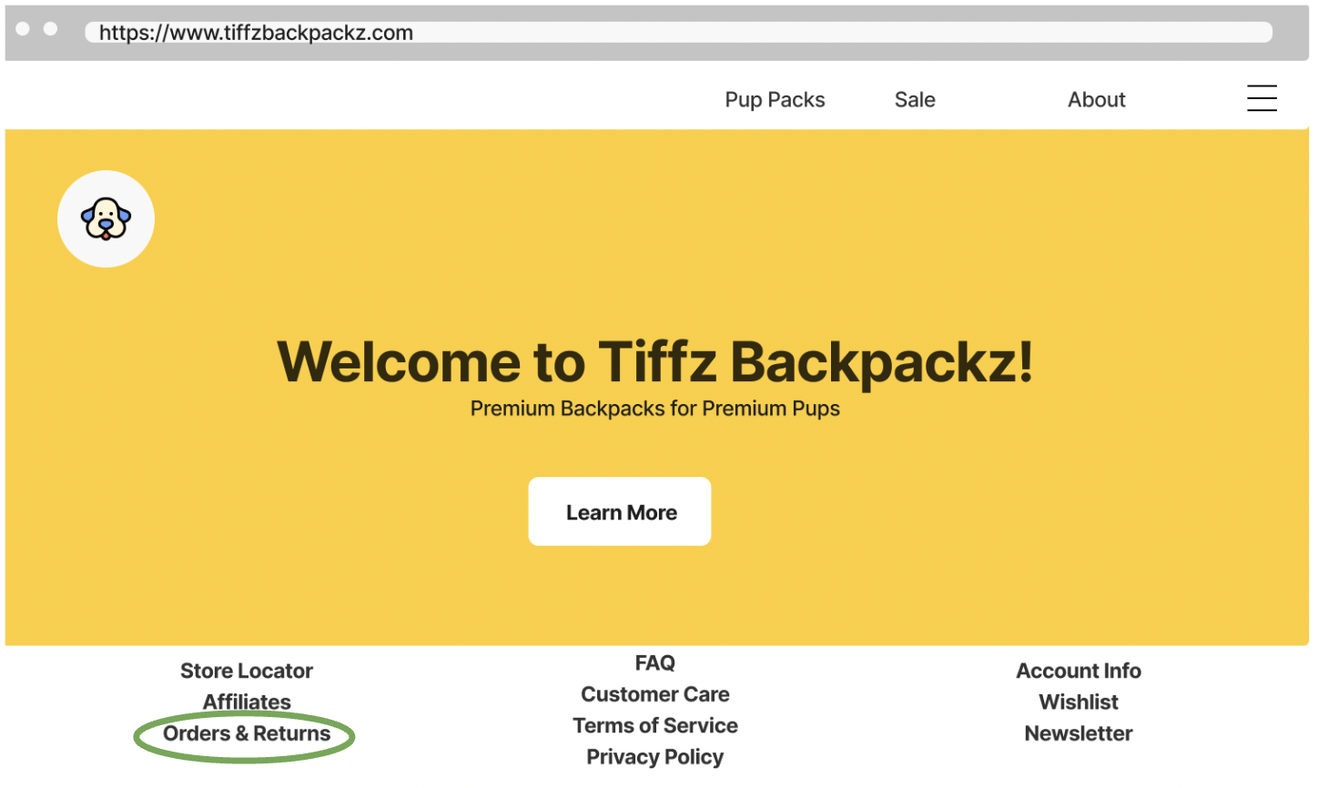 Orders and Returns on the Landing page