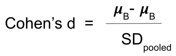 Cohen's d effect size formula