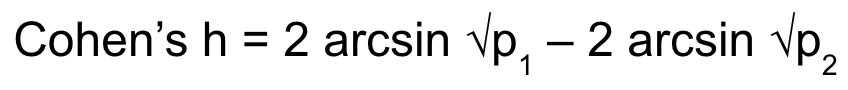 Cohen's h effect size formula