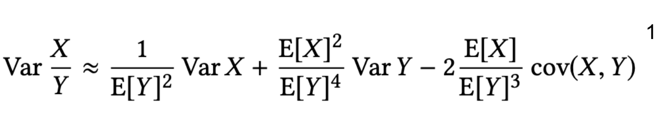 Delta method variance formula