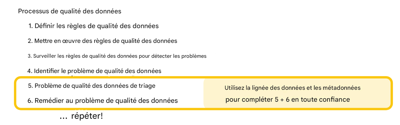 processus de qualité des données mettant en évidence les étapes de triage et de correction