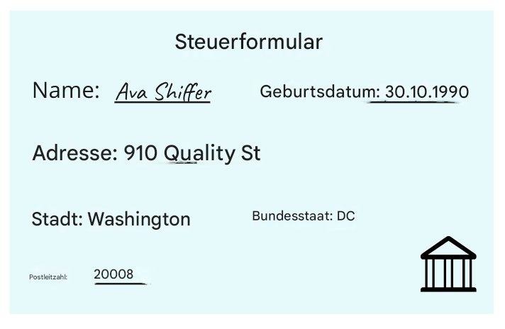Steuerformular, das für den Genauigkeitsvergleich verwendet wird