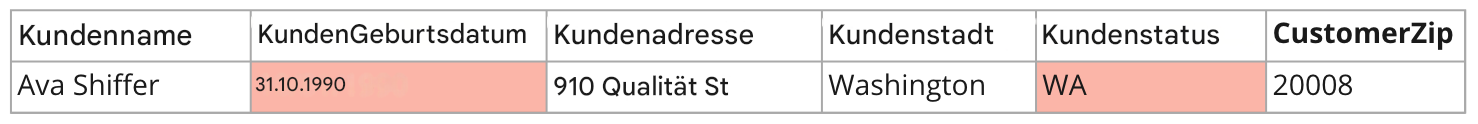 Tabelle zur Darstellung der Datenqualitätsregel „Genauigkeit“