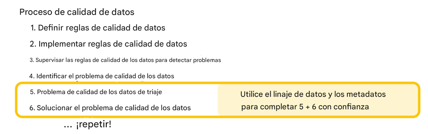 proceso de calidad de los datos que destaca los pasos de clasificación y corrección