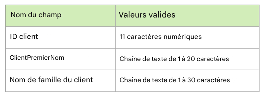 exemples de profils de données