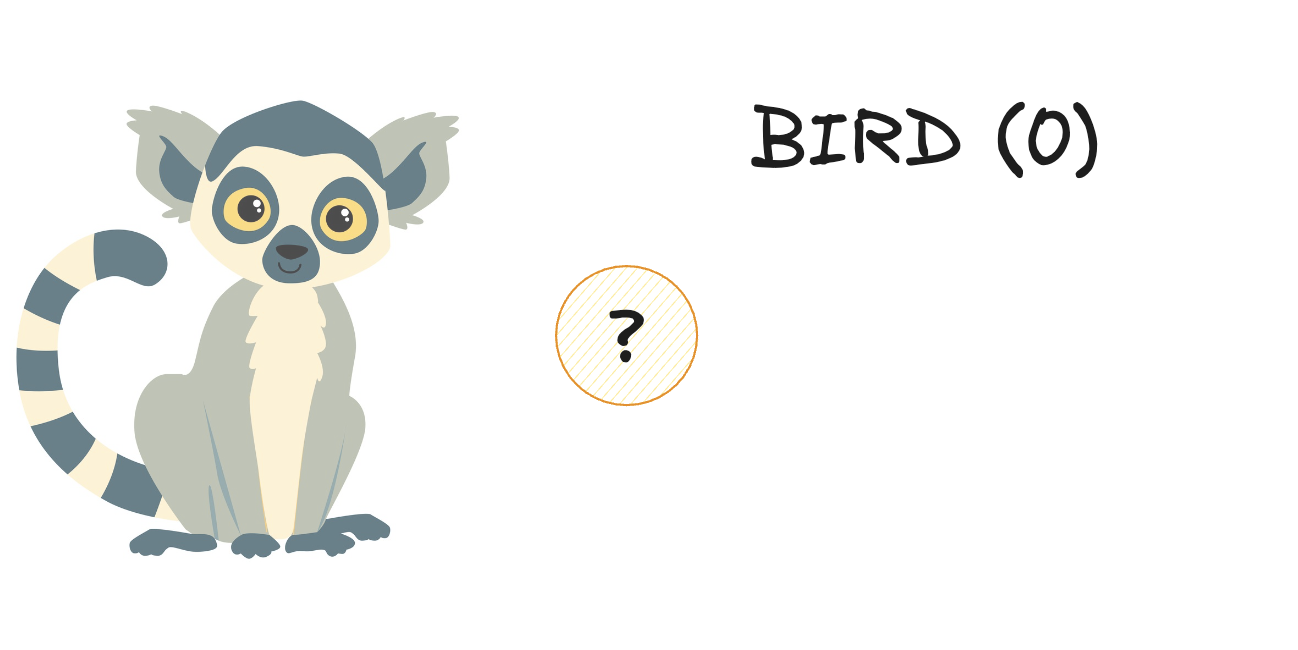 A lemur with the option "bird"