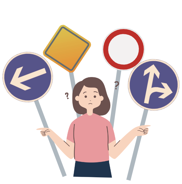 Woman making a decision when looking at different paths.