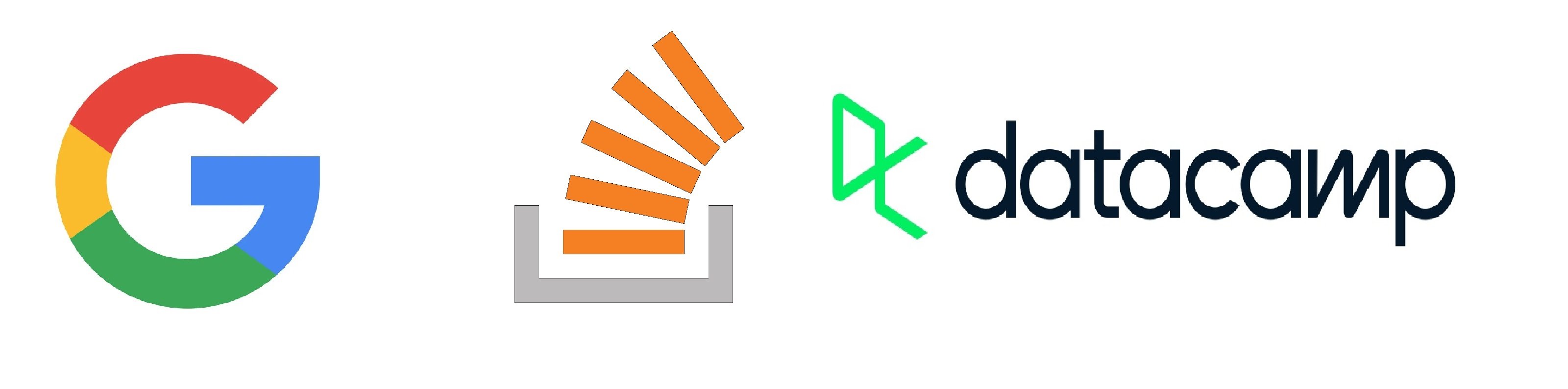 Google, Stack Overflow, DataCamp logos