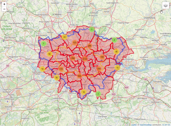 Leaflet map with user selection.