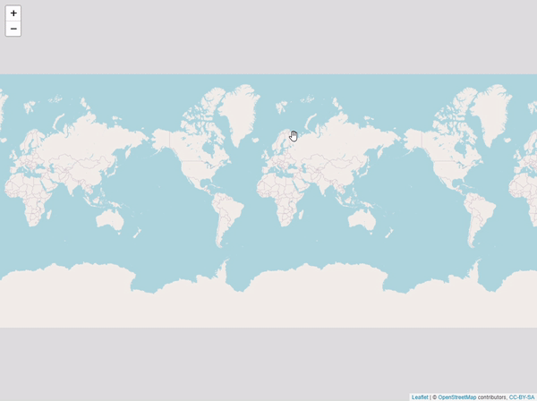 A leaflet canvas with the world map.