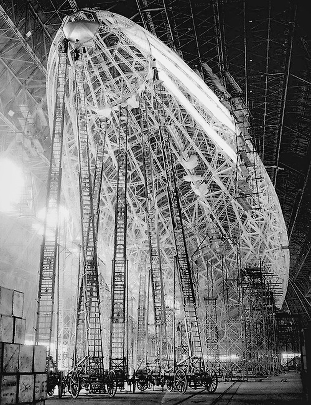 The wireframe of a zeppelin.