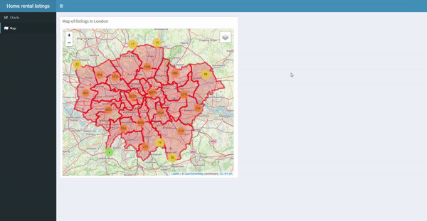 Adding a leaflet map in the dashboard.