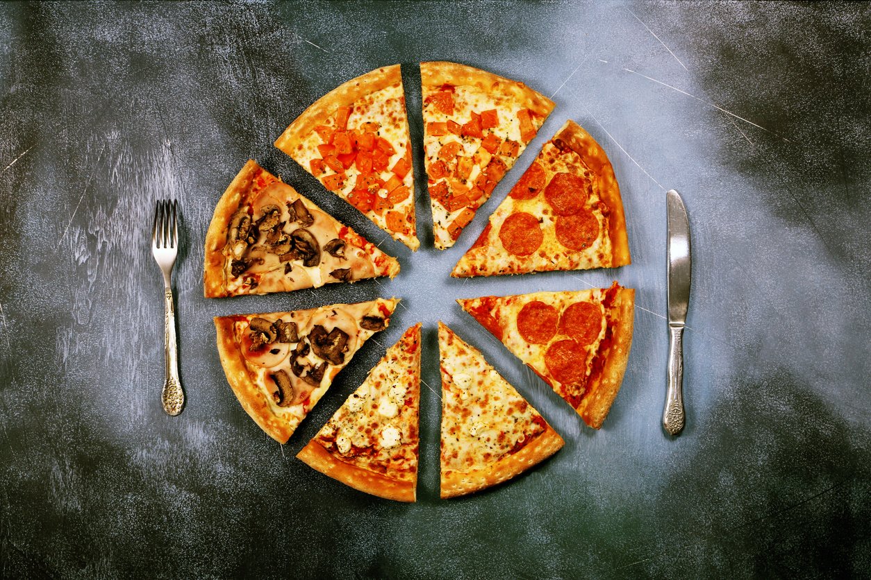 Photograph of pizza slices.