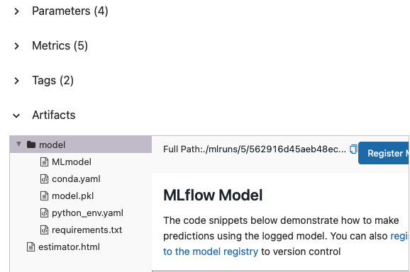 MLflow Tracking UI