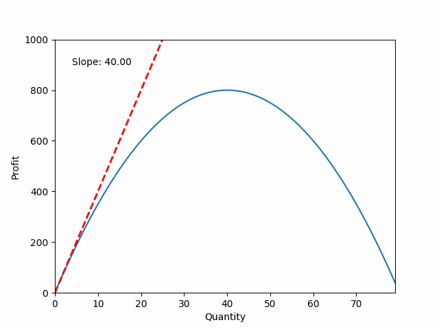 Profit varying with quantity.