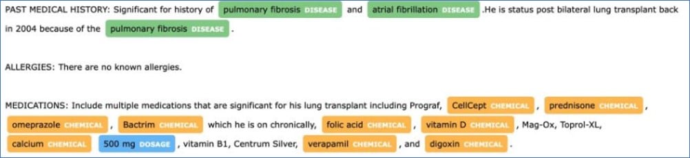 Example of a medical domain NER