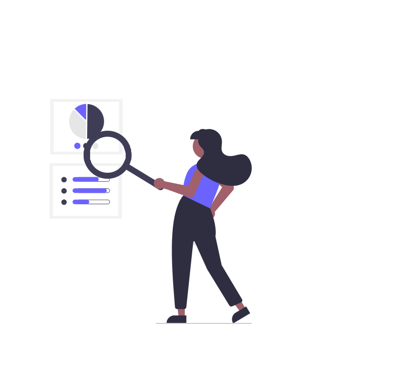 Person looking at data with magnifier