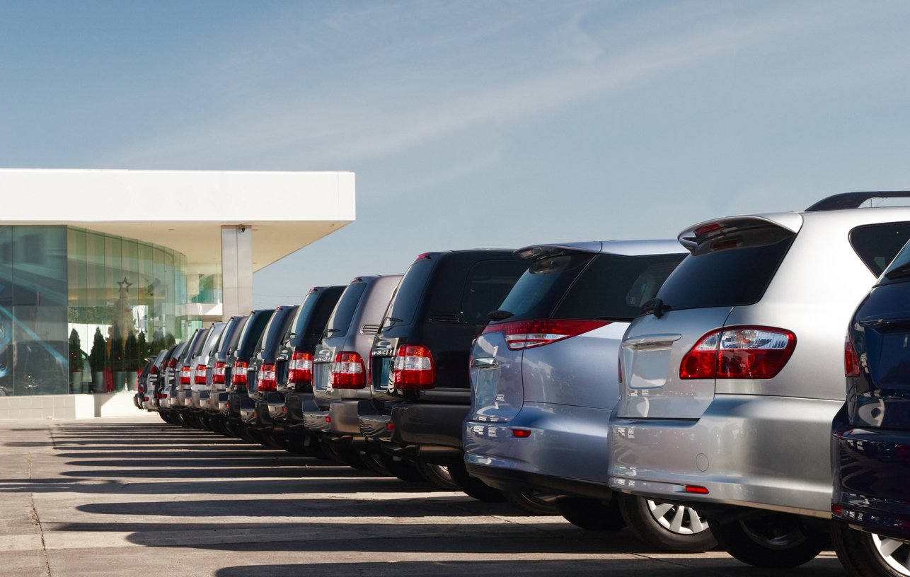 A row of SUV cars