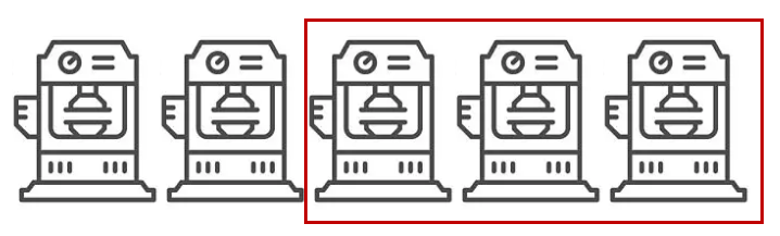 2 generic manufacturing machines icons with a red box around the three on the right