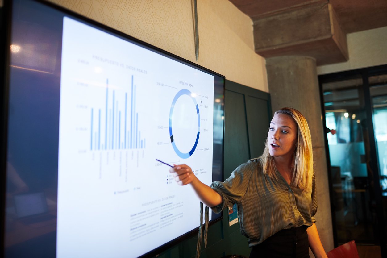 Woman giving a business presentation