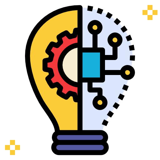Illustration von Innovation und Fortschritt, dargestellt durch Lichter und Zahnräder