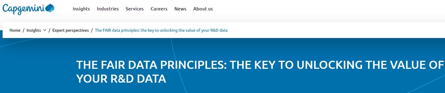 Screenshot of Capgemini's efforts on FAIR data principles.