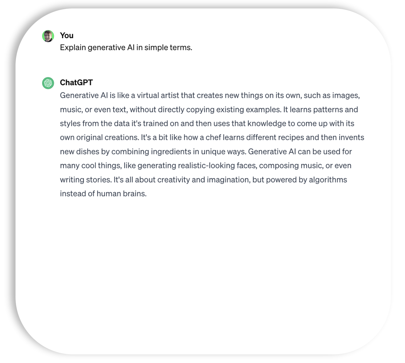 The response from ChatGPT, which contains little jargon and technical information.