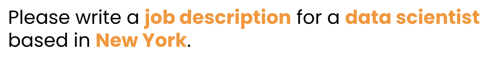 Job description, data scientist, and New York are highlighted, ChatGPT is identifying the topic of the prompt.